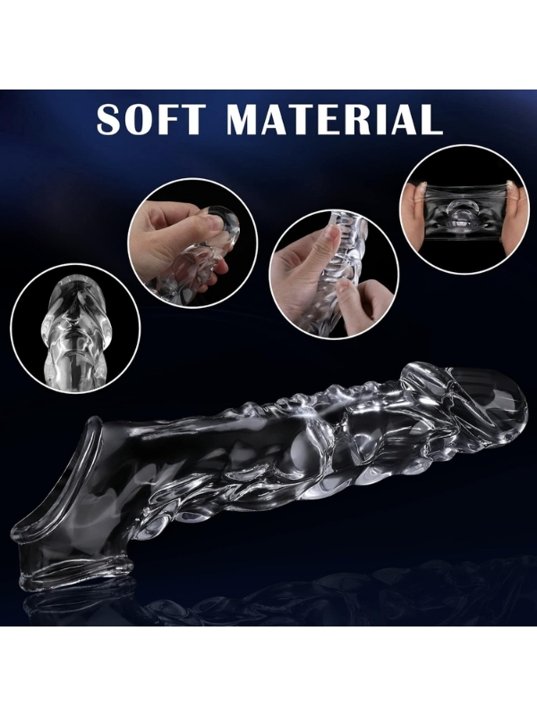 9 cm Şeffaf Penis Kılıfı – Halkalı Titreşimli Penis Uzatıcı - Görsel 5