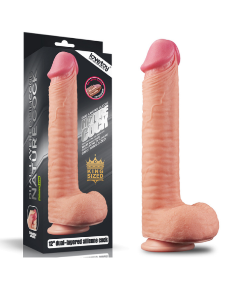 Censan 12 İnç Dual Layered Platinum Silicone Cock Dildo