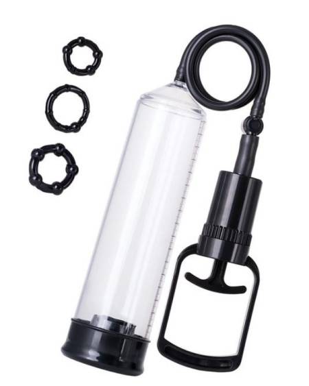 Censan 3 halkalı Penis Pompası, PVC siyah 23,5 cm 3 halkalı