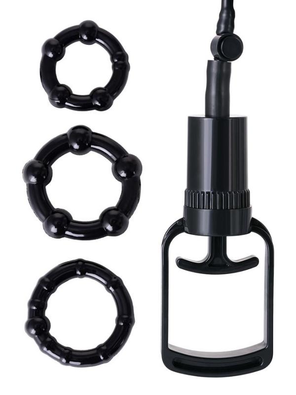Censan 3 halkalı Penis Pompası, PVC siyah 23,5 cm 3 halkalı - Görsel 4