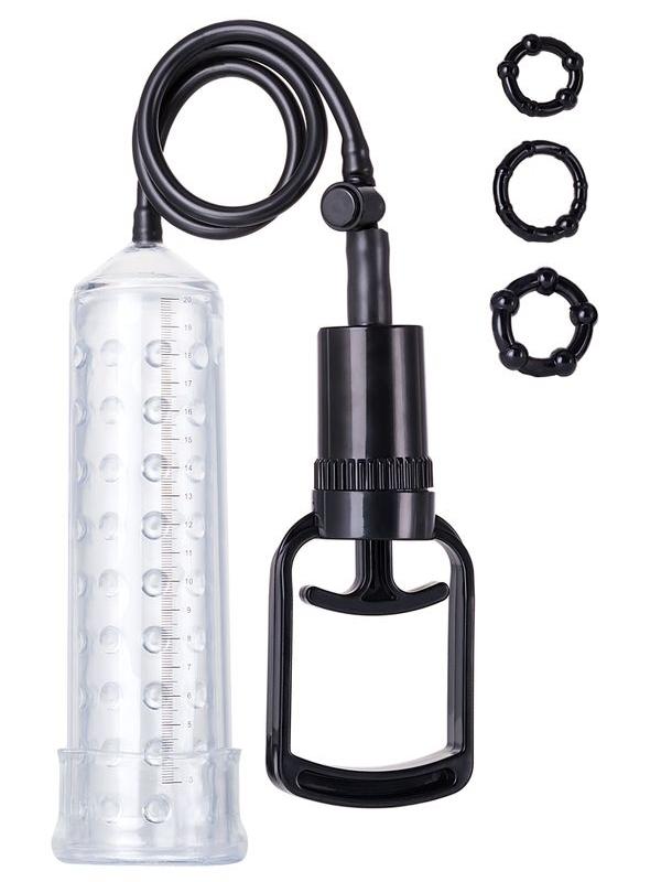 Censan 3 halkalı penis pompası TPE transparan 23,5 cm