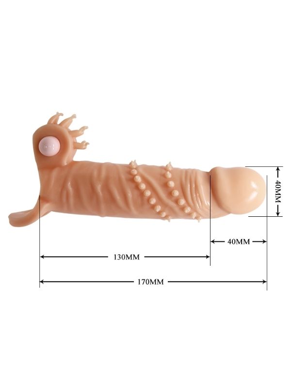 Censan 4 cm Dolgu Uzatmalı Titreşimli Penis Kılıfı - Görsel 5