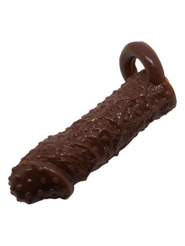 Censan 4 cm Uzatmalı Damarlı Penis Kılıfı Esmer - Görsel 3