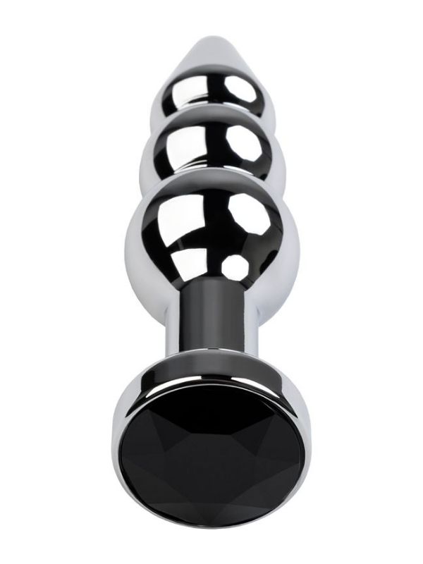 CENSAN Anal Plug Metal gümüş siyah kristalli 11 cm - Görsel 3