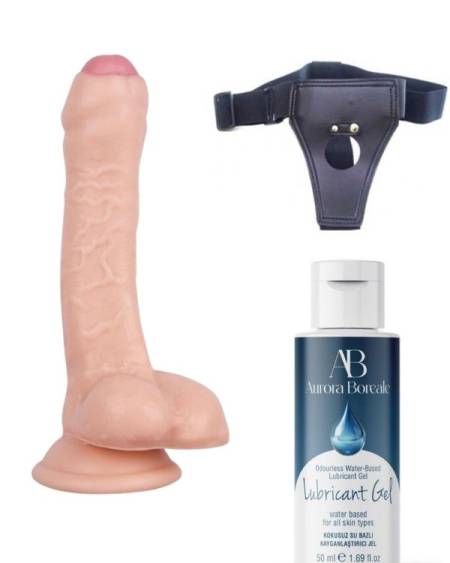 Censan Belden Bağlamalı Kayganlaştırıcı Set Noctis 18cm Realistik Dildo No:100
