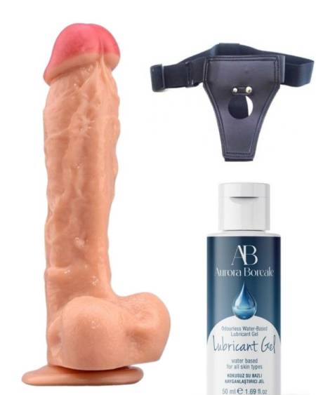 Censan Belden Bağlamalı Kayganlaştırıcı Set Noctis 23cm Realistik Dildo No:22