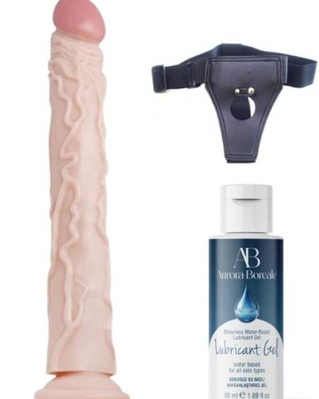 Censan Belden Bağlamalı Kayganlaştırıcı Set Noctis 34,5cm Realistik Dildo No:7