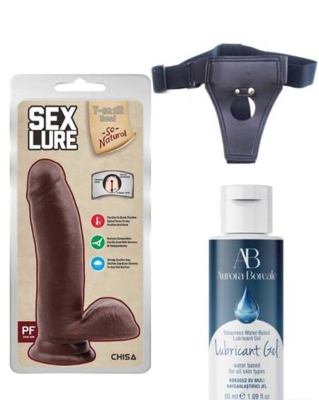 Censan Belden Bağlamalı Kayganlaştırıcı Set Sex Lure Kıkırdaklı Gerçekçi Dildo - 17.5cm Zenci