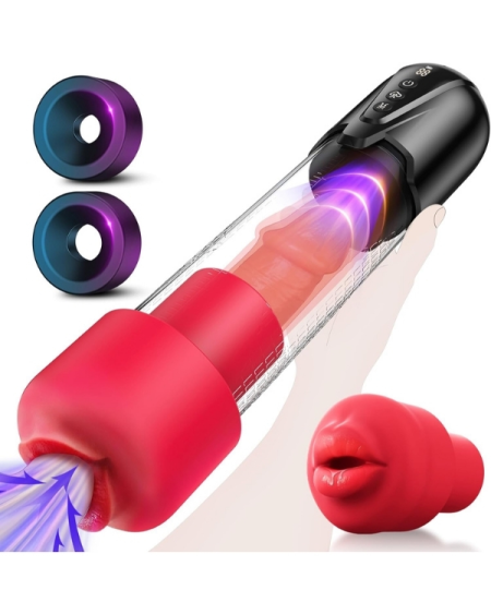 Censan Cafatop 3’ü 1 Arada Erkek Vakum Pompası ve Mastürbatörü – Elektrikli Otomatik Emiş, Penis Büyütücü ve 2 Yedek Kılıf + 3 Penis Halkası, Pembe İç Kılıf, USB Şarjlı