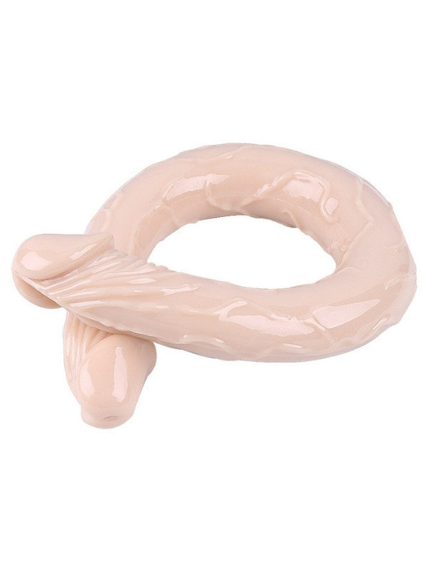 Censan Çift Taraflı Esnek Dildo 40 cm – Gerçekçi Dokulu Ten Renk - Görsel 4