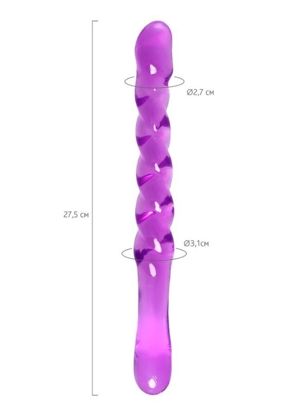 Censan Çift taraflı Jel Dildo Tanza, TPE, mor, 27,5 cm - Görsel 4
