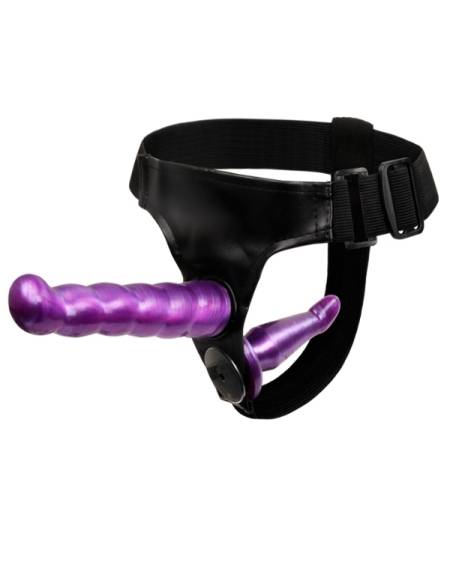 Censan Çift Taraflı Mor Renk Belden Bağlamalı Dildo