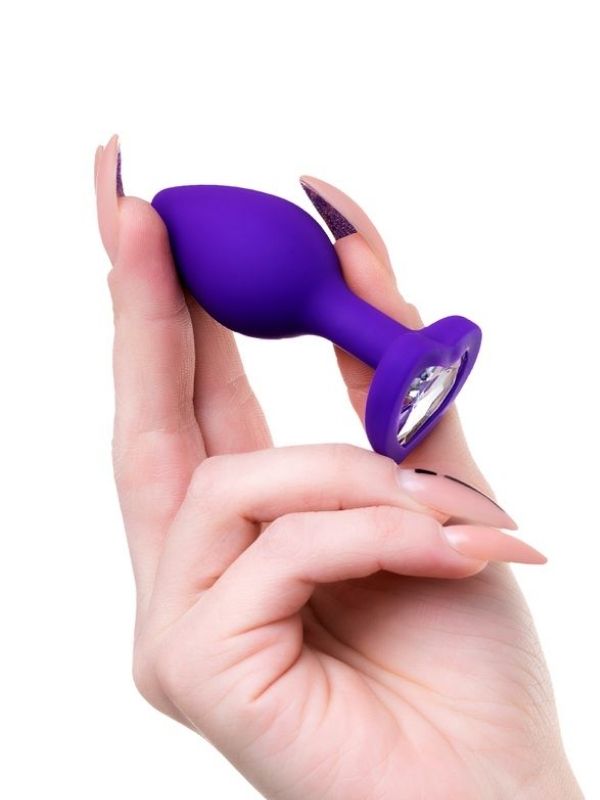 Censan Diamond Heart Anal Plug Mor 7 cm 18 g - Görsel 5
