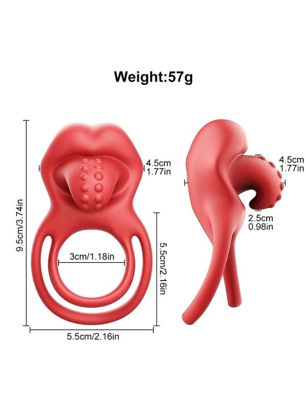 Censan G-Noktası Uyarımlı Dilli Titreşimli Penis Halkası – Çift Yönlü Zevk - Görsel 2
