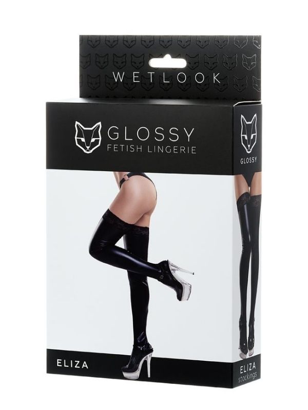 Censan Glossy ELİZA Dantelli Deri Çorap - Görsel 5