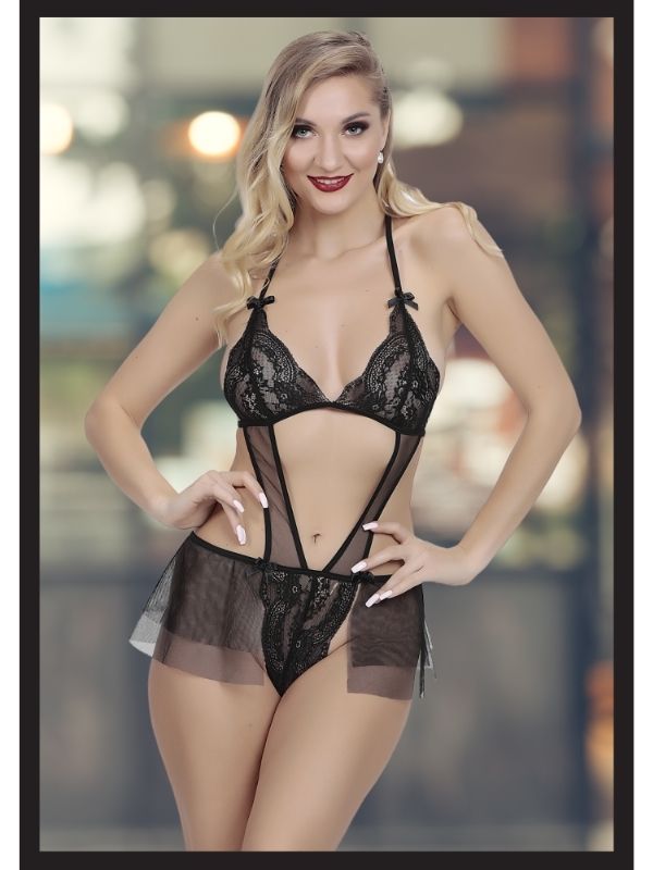 Censan Kadın Siyah Seksi Fantezi Özel Tasarım Etekli Fantezi Babydoll - Görsel 5