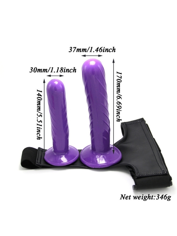 Censan Mor Double Dong Titreşimli Belden Bağlamalı Çift Taraflı Bisex Dildo Vibratör - Görsel 2