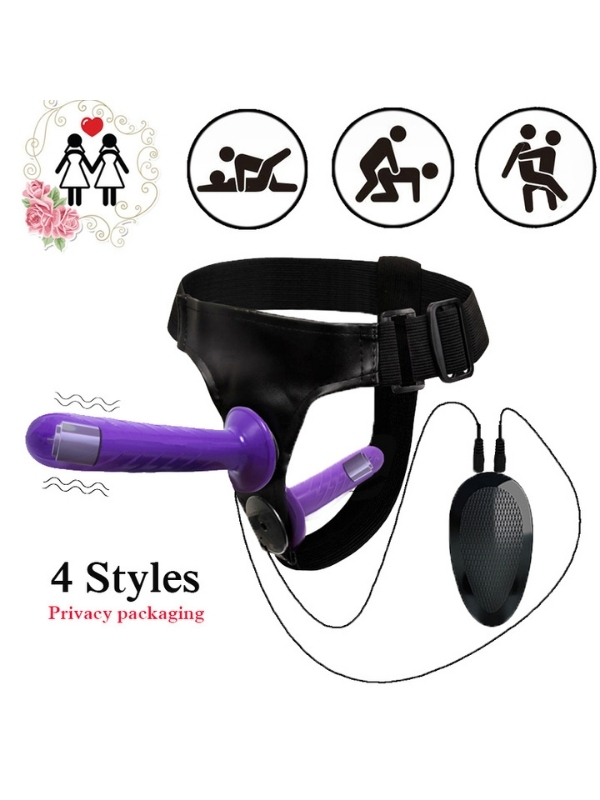 Censan Mor Double Dong Titreşimli Belden Bağlamalı Çift Taraflı Bisex Dildo Vibratör - Görsel 5