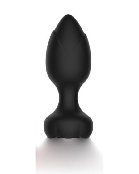 Censan Telefon Kontrollü Full Covered Rubber Rose Anal Plug – Siyah