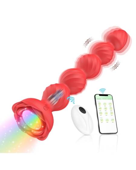 Censan Telefon Kontrollü Haley Rose Pulled Beads Anal Plug – Kırmızı