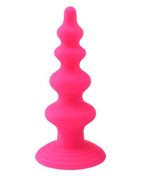 Censan Vantuzlu Boğumlu Silikon Anal Plug Pembe