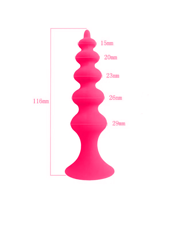 Censan Vantuzlu Boğumlu Silikon Anal Plug Pembe - Görsel 2