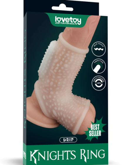 Censan Vibrating Drip Knights Ring with Scrotum Sleeve (Beyaz)