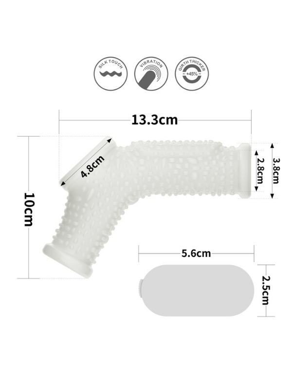 Censan Vibrating Drip Knights Ring with Scrotum Sleeve (Beyaz) - Görsel 5