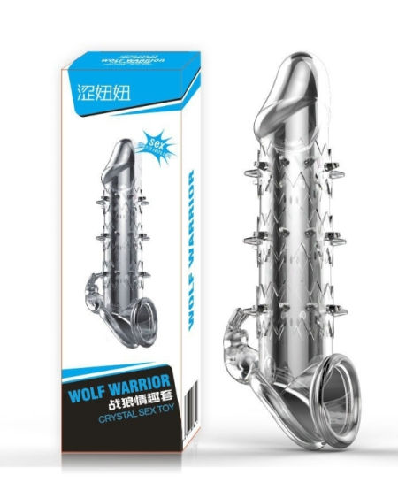 Censan Wolf Warrior Crystal Şeffaf Dokulu Penis Kılıfı – Esnek TPE Malzeme, Gerçekçi His, 13.8 cm
