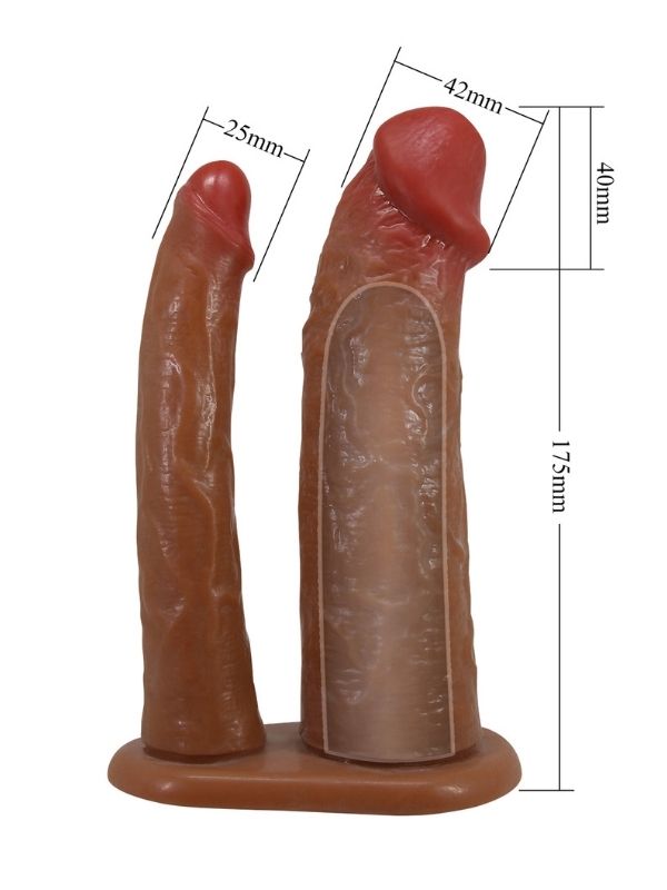 Censan Yairon Gerçek Hissiyatlı Uzatıcı Çift Penisli Penis Kılıfı - Görsel 2