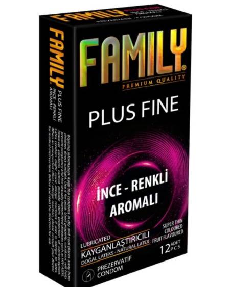 Family Plus Fine - Süper İnce, Renkli Ve Meyve Aromalı - Renkli Geceler Prezervatif
