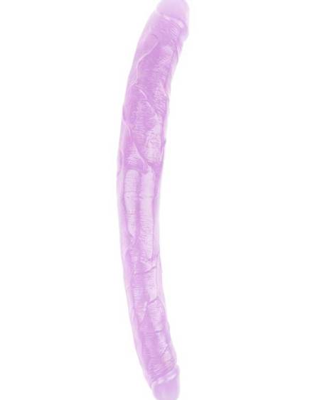 Hi-Rubber Şeffaf Jel Çift Taraflı Dildo - 45cm Mor