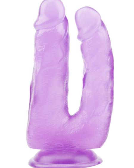 Hi-Rubber Şeffaf Jel İkili Dildo - 18cm Mor