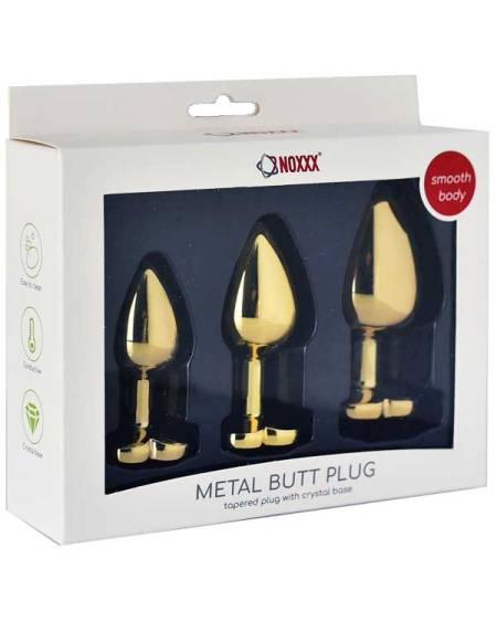 NOXXX Altın Renkli Kalpli Çelik Anal Plug - 3 Boy Set