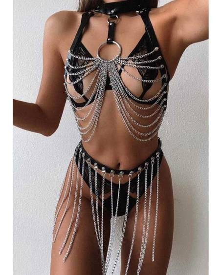 Zincirli Boyun Tasmalı Harness Set