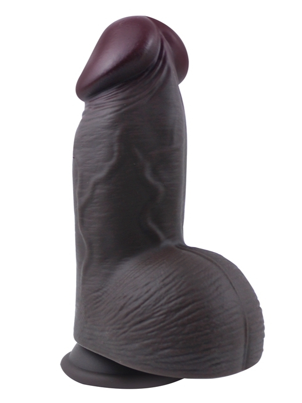 Censan Gerçekçi Tasarımlı Geniş Çaplı Vakum Tabanlı Silikon Dildo 21 cm Siyah
