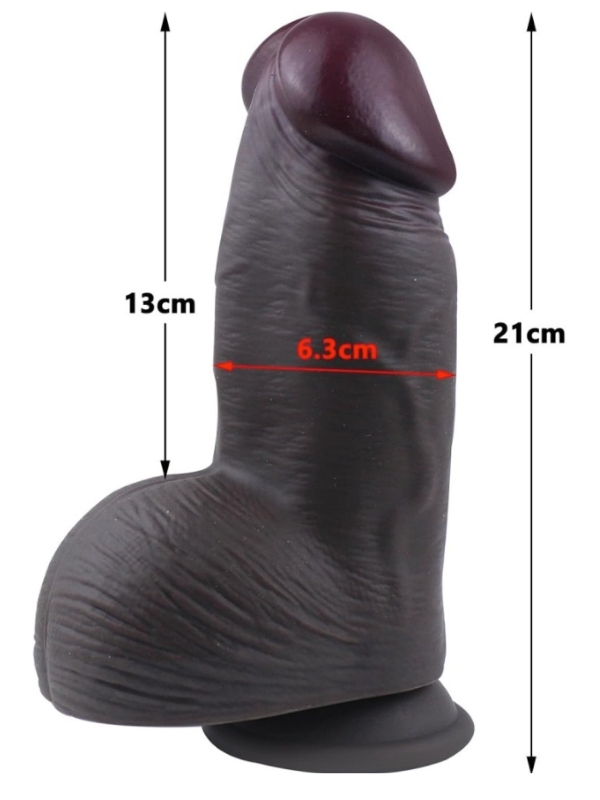 Censan Gerçekçi Tasarımlı Geniş Çaplı Vakum Tabanlı Silikon Dildo 21 cm Siyah - Görsel 2