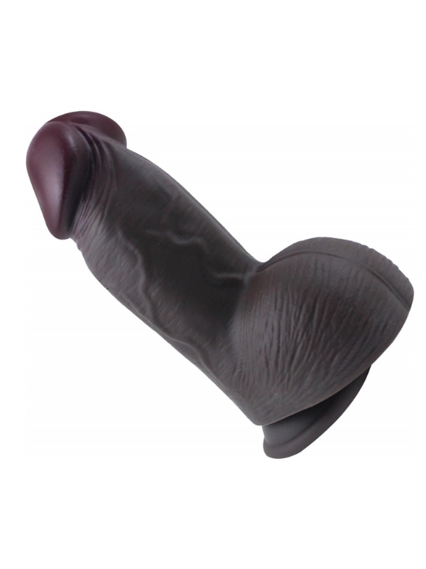 Censan Gerçekçi Tasarımlı Geniş Çaplı Vakum Tabanlı Silikon Dildo 21 cm Siyah - Görsel 3