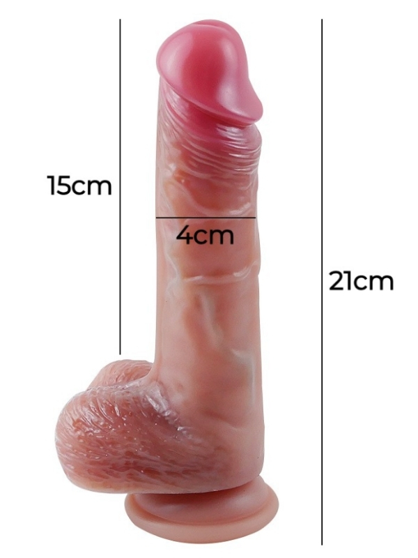 Censan Gerçekçi Tasarımlı Vakum Tabanlı Silikon Dildo 21 cm - Görsel 2
