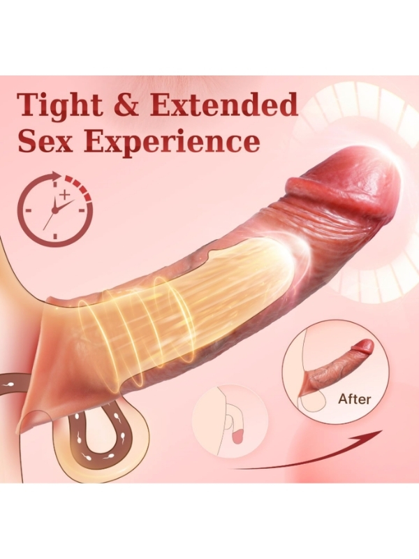 Censan Uygulama ve Uzaktan Kumandalı Şarjlı Gerçekçi Silikon Penis Kılıfı - Görsel 3
