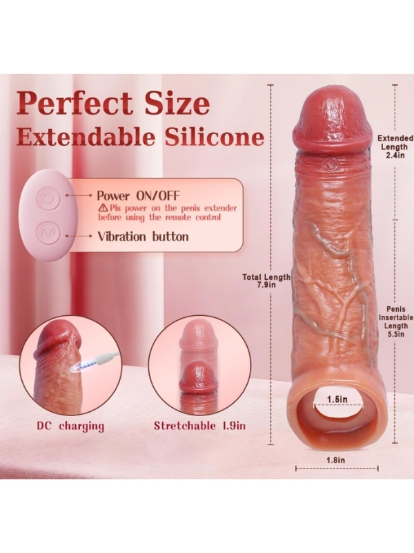 Censan Uygulama ve Uzaktan Kumandalı Şarjlı Gerçekçi Silikon Penis Kılıfı - Görsel 4